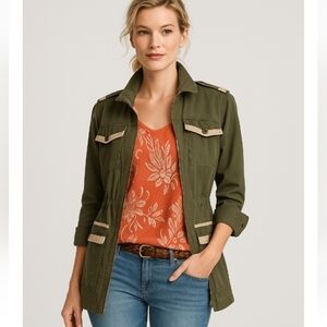 CAbi Green Utility Military Jacket Anorak Style | Women’s Small